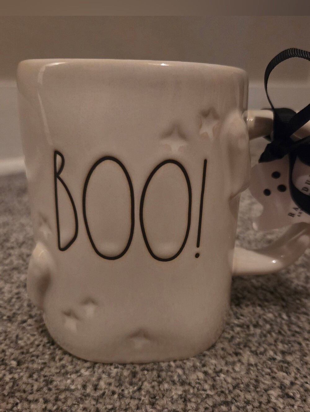 BOO! Rae Dunn Halloween Mug Ghosts Cream Coloured